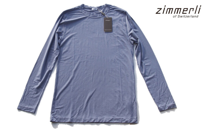 ヅィメリ｜Zimmerli｜ロングスリーブシャツ｜S｜Quality718／Style8252｜ブルーグレーイメージ01
