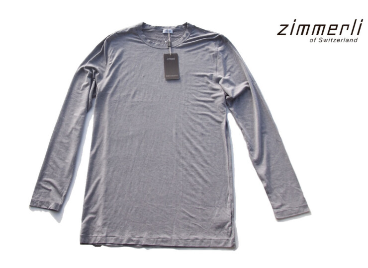 ヅィメリ｜Zimmerli｜ロングスリーブシャツ｜M｜Quality718／Style8252｜グレーイメージ01