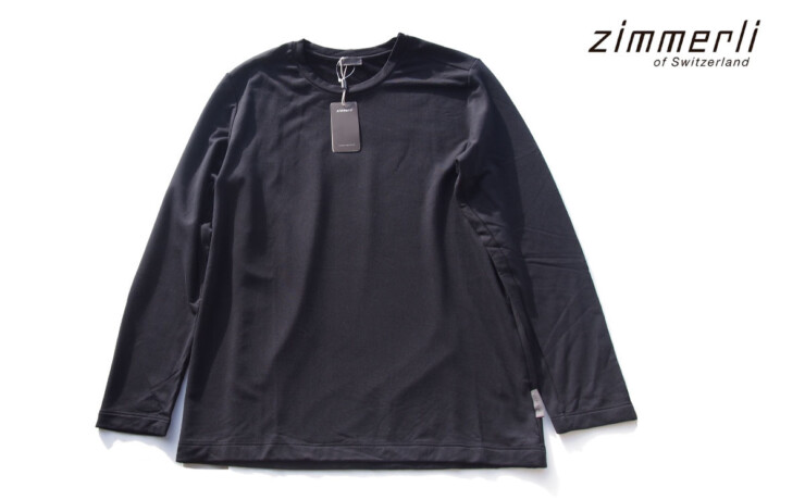 ヅィメリ｜Zimmerli｜裏起毛ロングスリーブプルオーバーシャツ｜L｜ブラックイメージ01