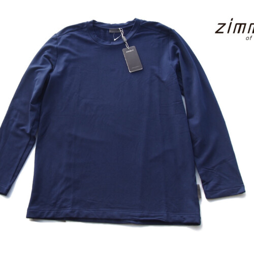 ヅィメリ｜Zimmerli｜裏起毛ロングスリーブプルオーバーシャツ｜M｜ネイビーイメージ01