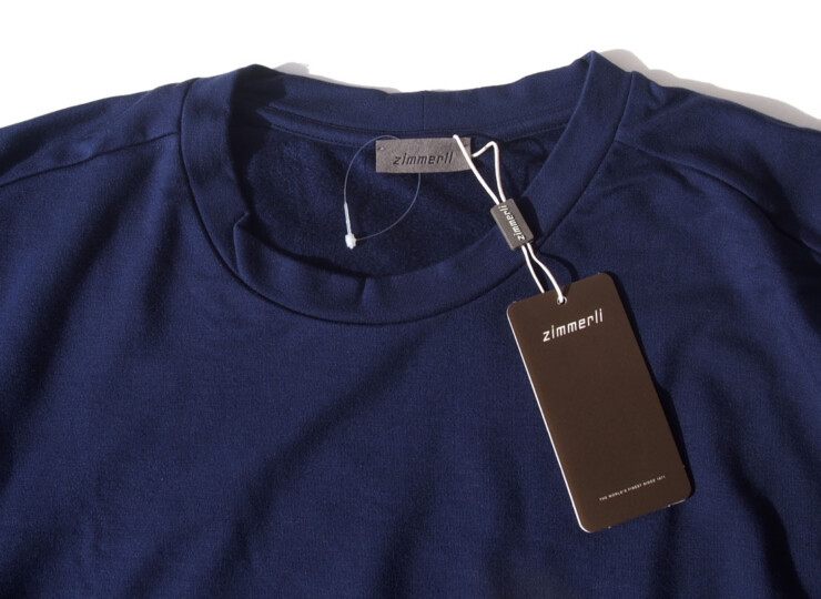ヅィメリ｜Zimmerli｜裏起毛ロングスリーブプルオーバーシャツ｜M｜ネイビーイメージ03
