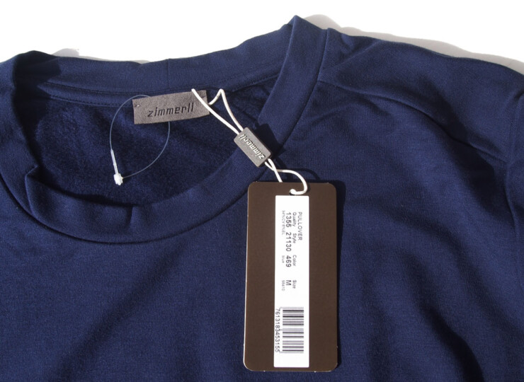 ヅィメリ｜Zimmerli｜裏起毛ロングスリーブプルオーバーシャツ｜M｜ネイビーイメージ04