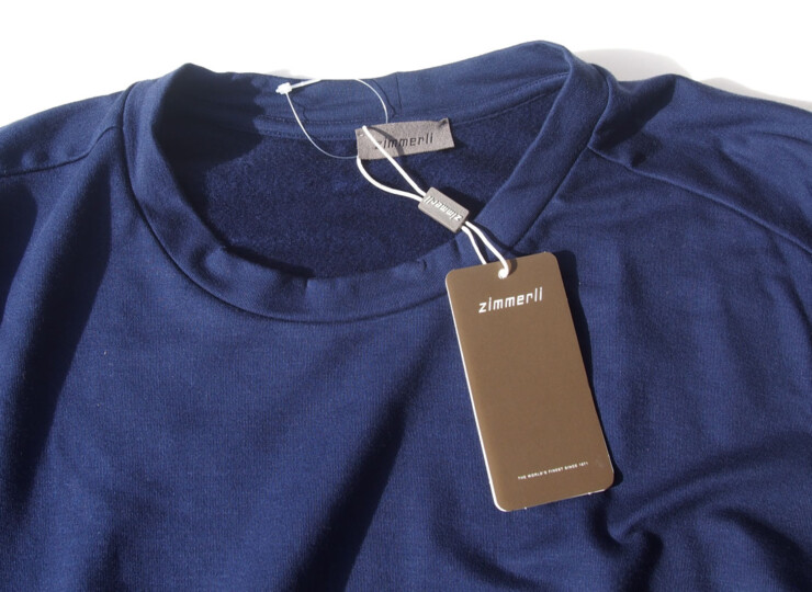ヅィメリ｜Zimmerli｜裏起毛ロングスリーブプルオーバーシャツ｜S｜ネイビーイメージ04