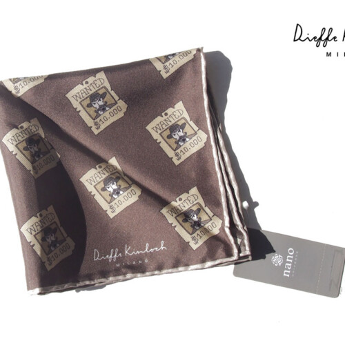 キンロック｜Dieffe Kinloch｜ナノユニバース別注ウォンテッド柄ポケットチーフ｜シルクスクエアスカーフイメージ01