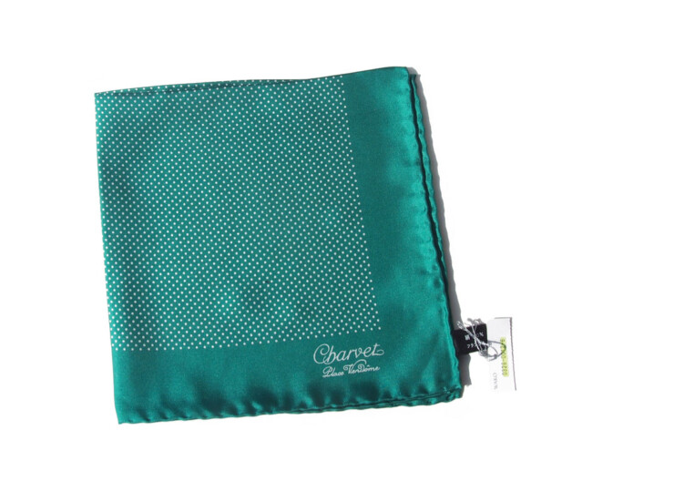 シャルベ|CHARVET|ドット柄プリントシルクポケットチーフ|グリーンイメージ010