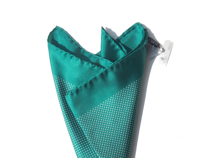 シャルベ|CHARVET|ドット柄プリントシルクポケットチーフ|グリーンイメージ013