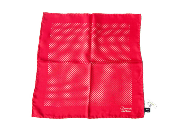 シャルベ|CHARVET|ドット柄プリントシルクポケットチーフ|レッドイメージ08