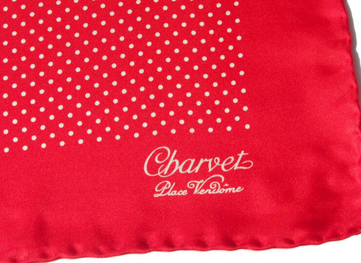 シャルベ|CHARVET|ドット柄プリントシルクポケットチーフ|レッドイメージ09