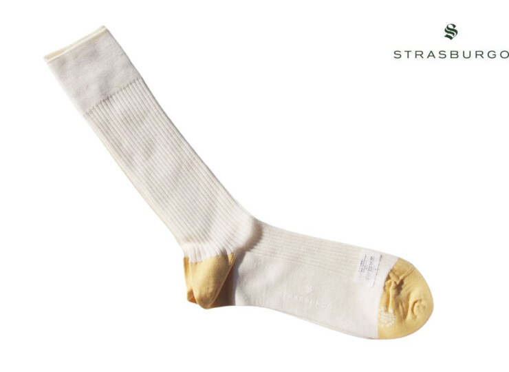 ストラスブルゴ｜strasburgo｜ウール×ナイロンリブソックス｜ホワイトイメージ01