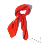 スズサン｜suzusan｜シルクツイル巻き上げ絞り染めスクエアスカーフ｜Silk Twill Woven Square Scarf-S｜Makiage Shibori "Leaves"｜Burnt Orange/Whiteイメージ06