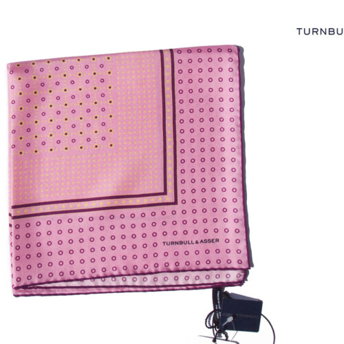ターンブル&アッサー｜Turnbull & Asser｜13｜ドット柄シルクポケットチーフ｜ピンクイメージ01