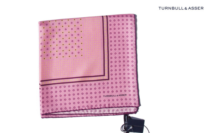 ターンブル&アッサー｜Turnbull & Asser｜13｜ドット柄シルクポケットチーフ｜ピンクイメージ01