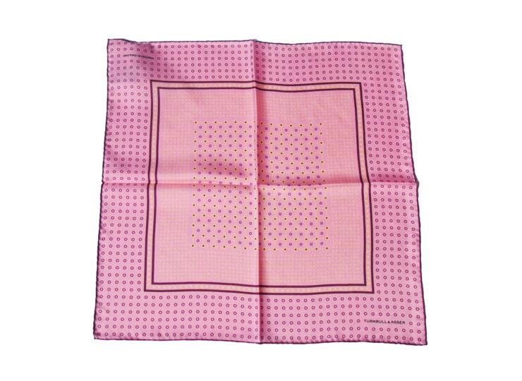 ターンブル&アッサー|Turnbull & Asser|13|ドット柄シルクポケットチーフ|ピンクイメージ02