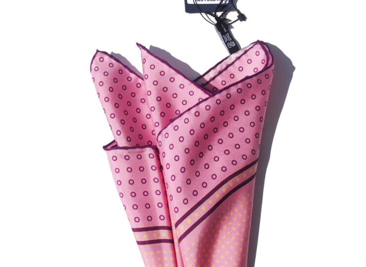 ターンブル&アッサー|Turnbull & Asser|13|ドット柄シルクポケットチーフ|ピンクイメージ07