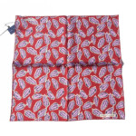 ターンブル&アッサー|Turnbull & Asser|15|リーフ柄シルクポケットチーフ|Red Abstract Feather Print Silk Pocket Square|ボルドーイメージ02