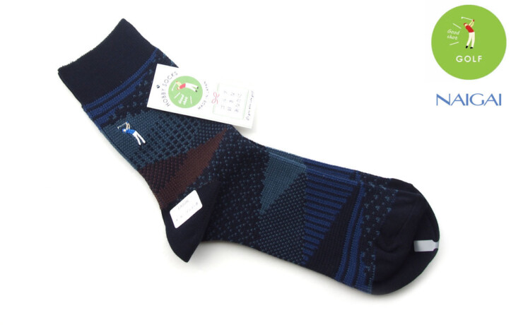 ナイガイ｜NAIGAI｜オーガニックコットン混 クルー丈メンズソックス｜HOBBY SOCKS｜ゴルフ｜ブルーイメージ01