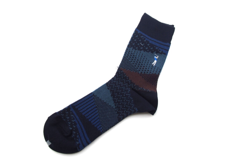 ナイガイ|NAIGAI|オーガニックコットン混 クルー丈メンズソックス|HOBBY SOCKS|ゴルフ|ブルーイメージ03