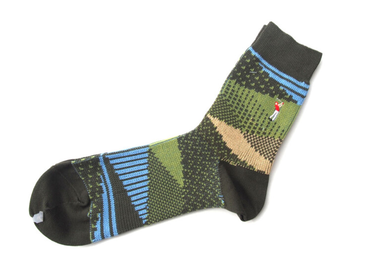 ナイガイ|NAIGAI|オーガニックコットン混 クルー丈メンズソックス|HOBBY SOCKS|ゴルフ|グリーンイメージ03