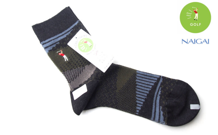 ナイガイ｜NAIGAI｜オーガニックコットン混 クルー丈メンズソックス｜HOBBY SOCKS｜ゴルフ｜グレーイメージ01