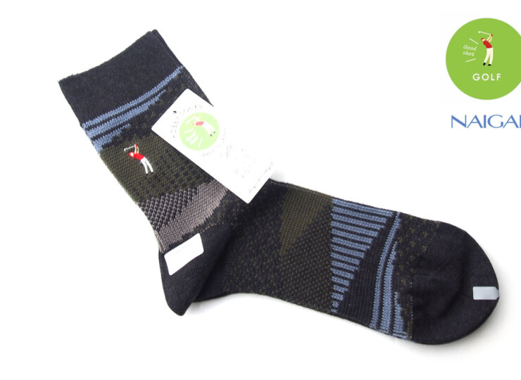 ナイガイ|NAIGAI|オーガニックコットン混 クルー丈メンズソックス|HOBBY SOCKS|ゴルフ|グレーイメージ01