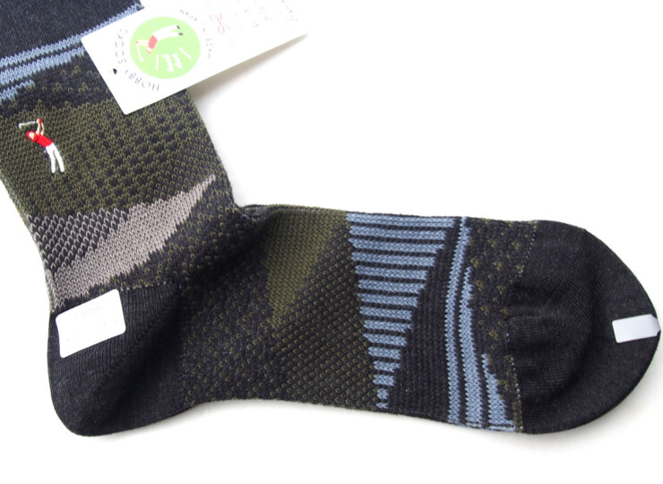 ナイガイ|NAIGAI|オーガニックコットン混 クルー丈メンズソックス|HOBBY SOCKS|ゴルフ|グレーイメージ04