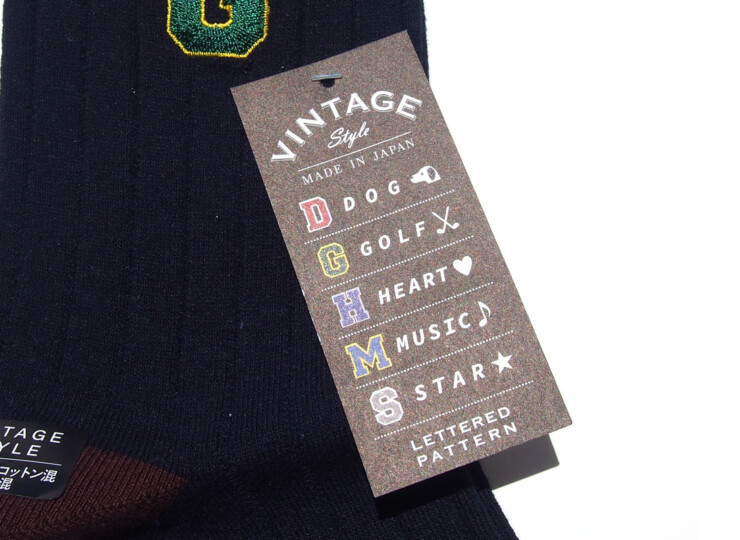HTM 2141 naigai vintage socks golf nvy (2)